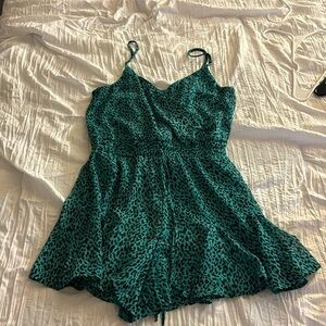 Green cheetah print romper